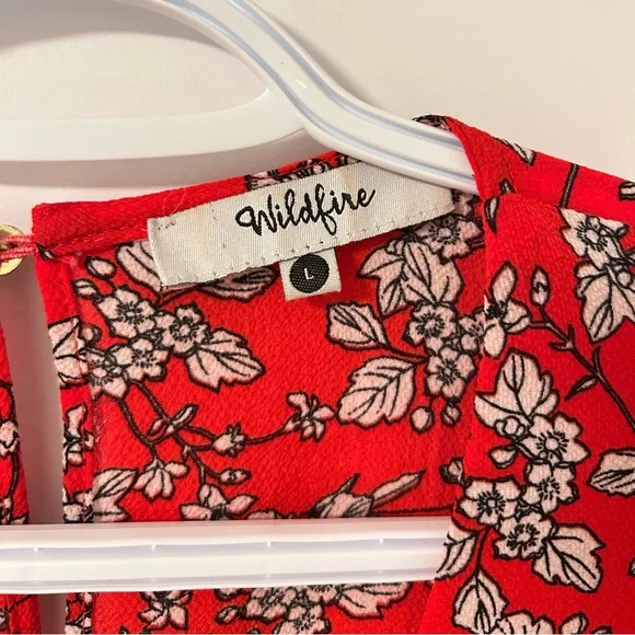 Red Floral Ruffle Dress - Picture 3 of 4